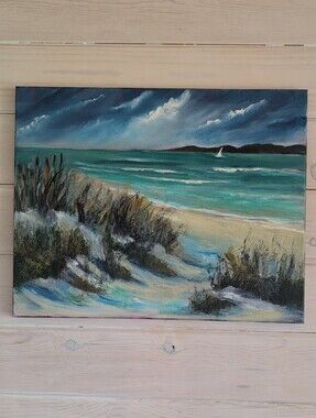 Seaside Dunes Beach Acrylic Canvas Painting NEW Original, Artist Signed